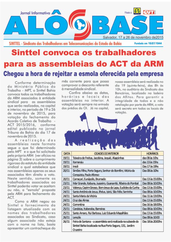 Sinttel convoca os trabalhadores para as assembleias do ACT da ARM
